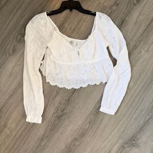 Elegant Hollister White Eyelet Blouse